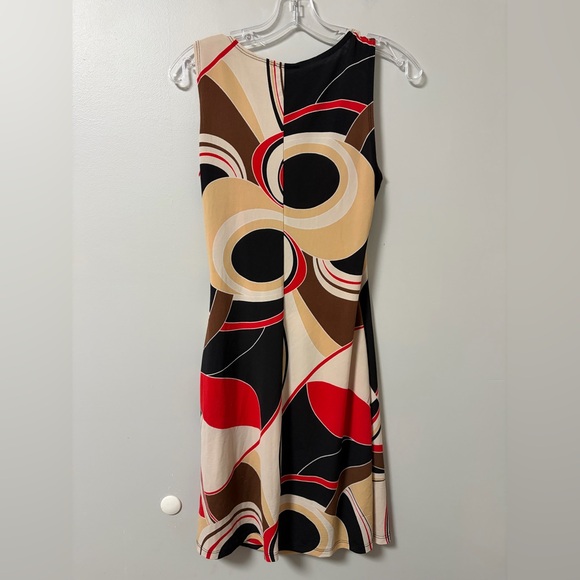 Finesse abstract multicolor faux wrap sleeveless body con mini dress vtg USA L - Picture 4 of 4